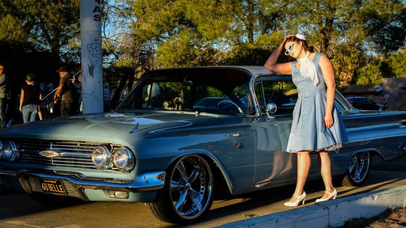 Model with Classic Car