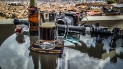 Having a Beer after a day of Exploring Sacsayhuaman.